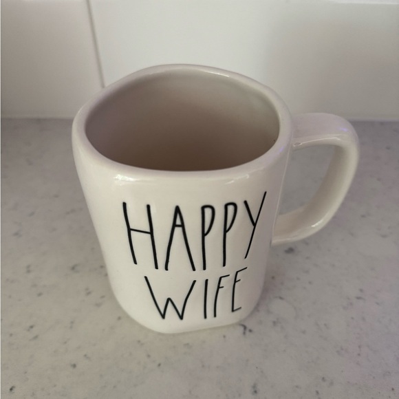 Rae Dunn HAPPY WIFE Cream ivory ceramic coffee tea mug cup 14 oz - Picture 4 of 4